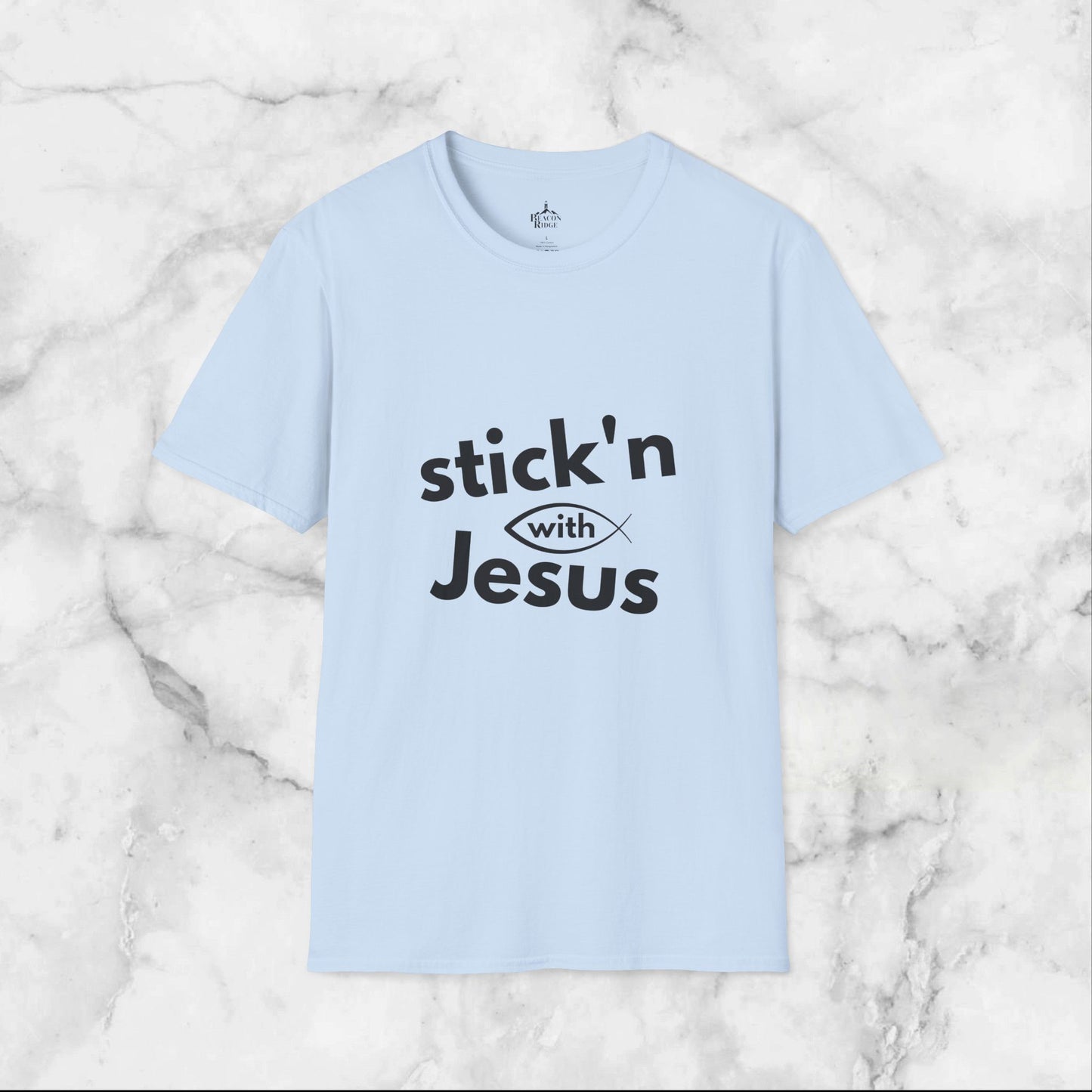 Cotton Tee Stick'n with Jesus Unisex Softstyle Christian T-Shirt