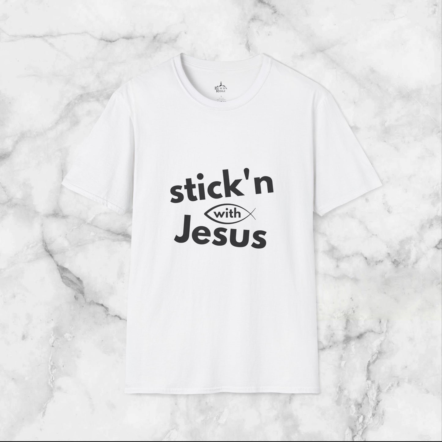 Cotton Tee Stick'n with Jesus Unisex Softstyle Christian T-Shirt