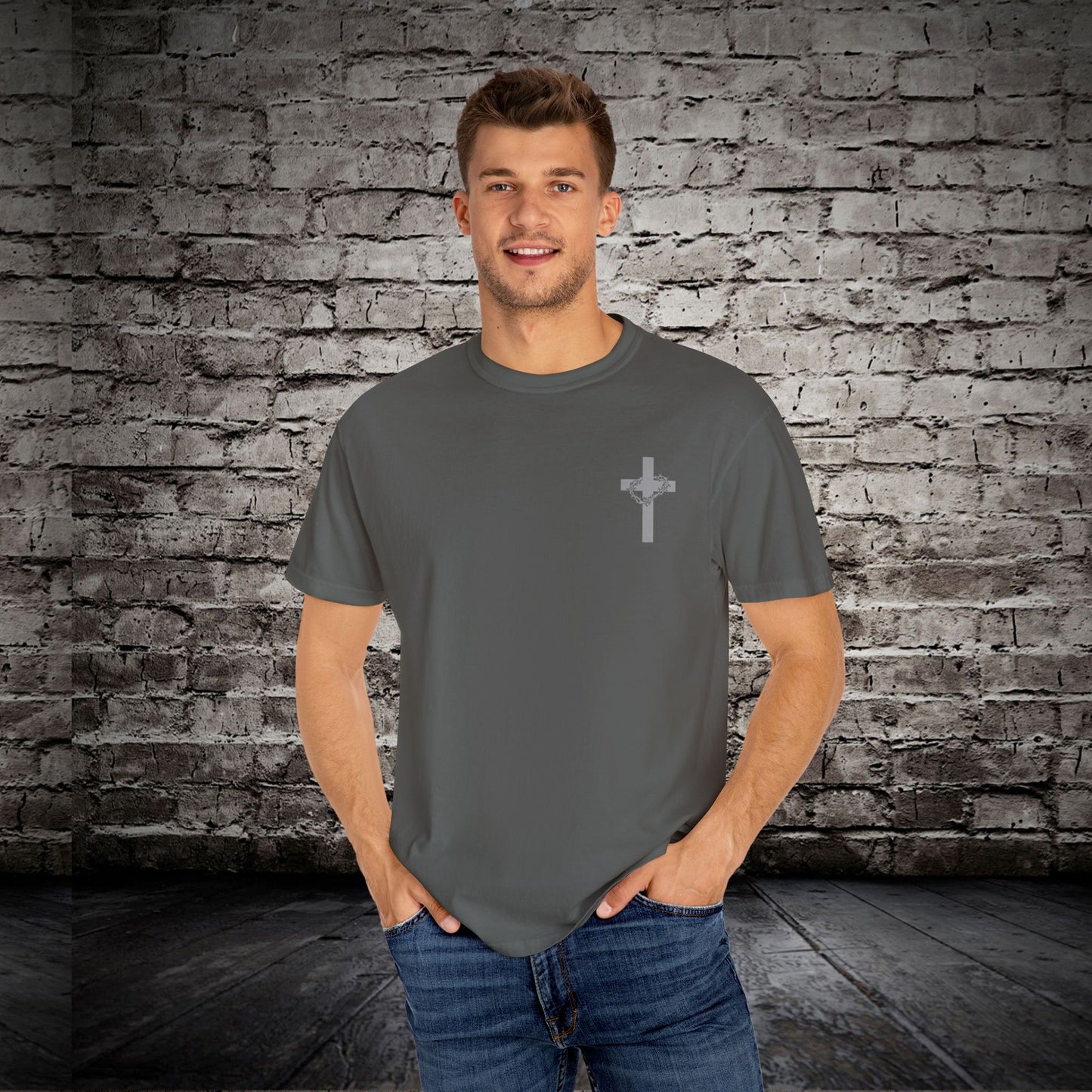 Faith-Inspired Unisex Garment-Dyed T-Shirt - 'Jesus Took My Place' Design