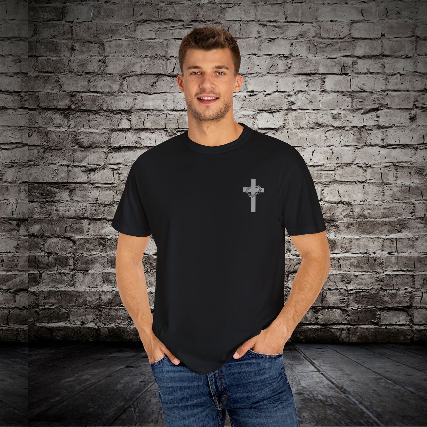 Faith-Inspired Unisex Garment-Dyed T-Shirt - 'Jesus Took My Place' Design