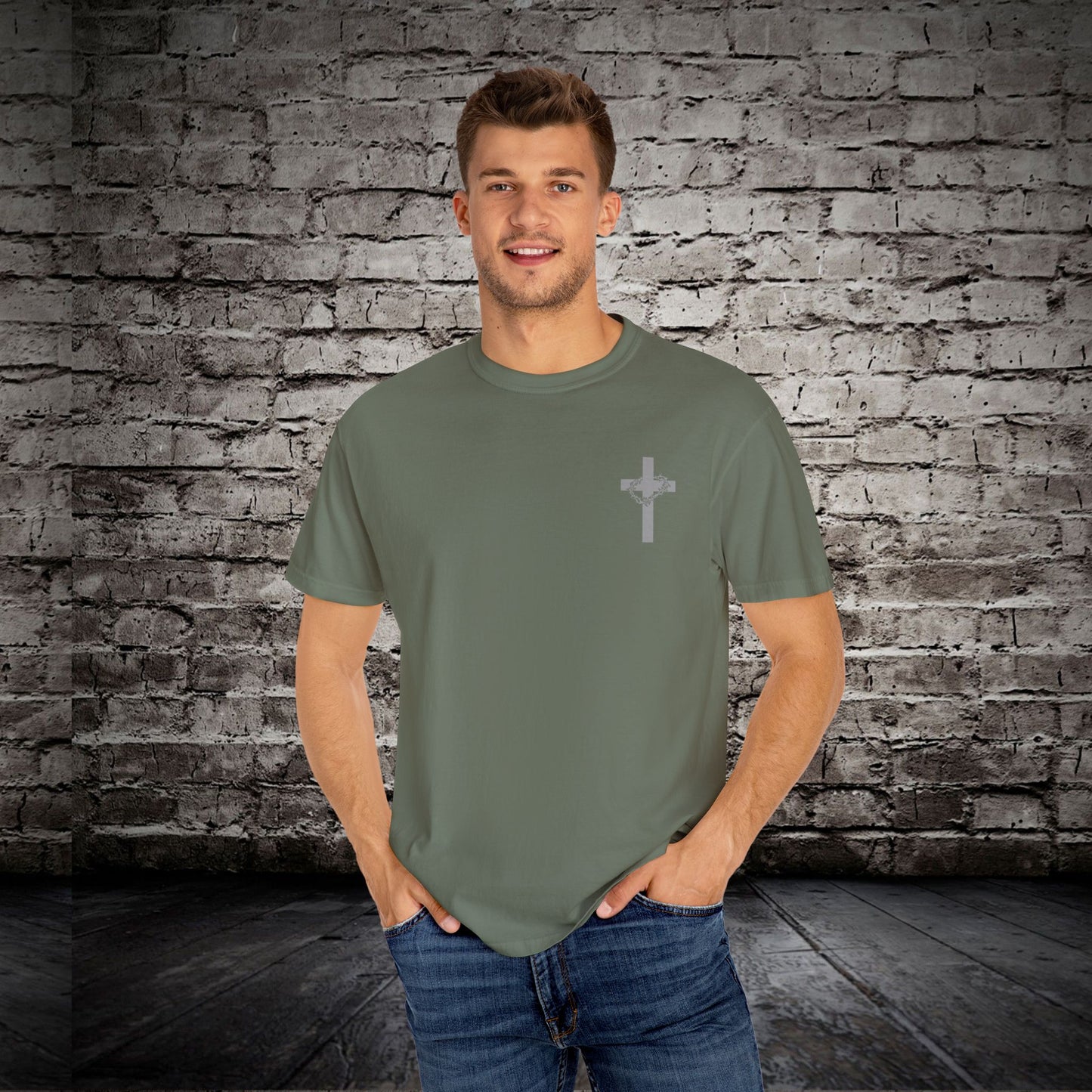 Faith-Inspired Unisex Garment-Dyed T-Shirt - 'Jesus Took My Place' Design